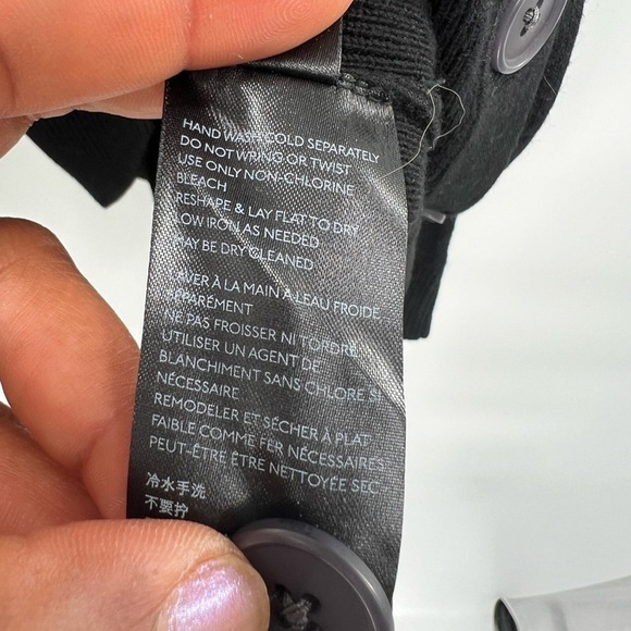 Anthropologie Black Ribbed Open Cold Shoulder Long Sleeve Knit Sweater M buttons - Picture 6 of 10